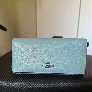 Coach Light Blue Leather Wallet